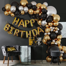 Balloon Arch Kit, 127pcs Black Gold Balloon arch Garland kit, Black Gold Silver Birthday Balloons Arch Set For Men Boys Birthday Party Decoration, Wedding,Graduation, Anniversary,Retirement,New Year