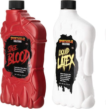 Spooktacular Creations 18 oz Liquid Latex & 18 oz Halloween Vampire Blood Bottle Fake Blood for Halloween Costume, Zombie, Vampire and Monster Makeup & Dress Up