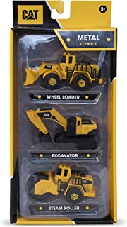 CAT® Construction Die Cast Metal 3 pack vehicles - Steam Roller/Excavator/Wheel Loader For Ages 3+