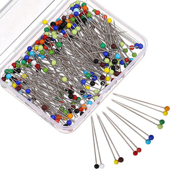 Smukdoo Glass Head Pins,250 Pieces Straight Glass Ball Pins for Dressmaking,Sewing Projects,Crafts,38mm