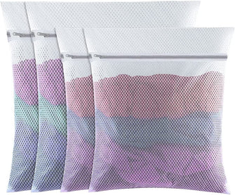 4 Pcs Mesh Laundry Bags, 60x50cm/50x40cm Washing Bag Laundry Bags for Washing Machine Washing Machine Wash Bag with Zips for Clothes Socks Underwear Bra (L+M)