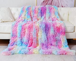 Blanket, Rainbow Blanket, Fluffy Blanket 160x200cm, Ultra Warm Blanket, Living Blanket, Soft and Comfortable Throw, Wool Faux Fur Blanket, Sofa Blanket, Wool Blanket, Bedspread