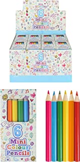 Henbrandt 6X Mini Kids Colouring Pencils Pack of 6 Assorted Colours Children’s Stocking Fillers Wedding Activity Pack Birthday Loot Bag Party Favours Boys and Girls Unisex