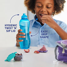 Sistema Twist 'n' Sip Squeeze Sports Water Bottles  Leakproof Water Bottles  460 ml  BPA-Free  Recyclable with TerraCycle  Blue  4 Count