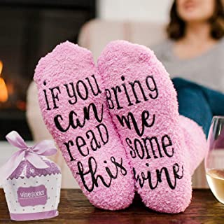 Luxury Soft Feel "If You Can Read This Bring Me Some Wine" Socks - Cosy Warm Funny Socks With Cupcake Gift Wrap