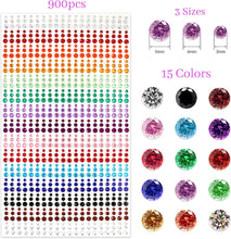 Annhao Crystal Rhinestone Stickers 900 Pieces Self Adhesive Jewel with Tweezers of Adhesive Gem Stickers for Nails Face Festivals Makeup DIY Craft Decorations, 3mm 4mm 5mm