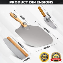 UK Brand 3 in 1 Pizza Oven Accessories Set: Pizza Peel, Pizza Cutter & Pizza Slicer, 12"X14" Aluminium Pizza Turning Peel with Foldable Handle, Pizza Cutter with Cover, Stylish Pizza Oven Tools