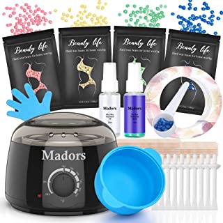 Madors Waxing Kit for Hair Removal, Wax Kit for Women, Wax Melt Warmer Intelligent Temperature Control, Wax Machine with Hard Wax Beads 400g for Full Body at Home