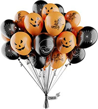 OWill 50 PCS Halloween Balloons,Black and Orange Balloons, Latex Balloons for Halloween Decorations