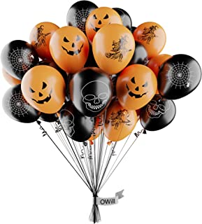 OWill 50 PCS Halloween Balloons,Black and Orange Balloons, Latex Balloons for Halloween Decorations