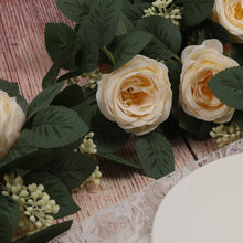 U'Artlines 2PCS(13FT) Fake Rose Vine Garland Artificial Flowers Plants for Hotel Wedding Home Party Garden Craft Art Decor(Champagne)