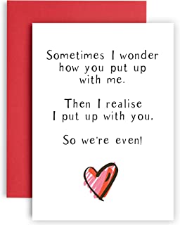 We Put up with Each Other! Funny Anniversary Card - Wedding Anniversary Card - Birthday Cards for Him - Birthday Cards for her - Witty Card for Husband - Banter Card for Wife Anniversary Card - A5