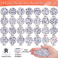 selizo 1400 PCS Letter Beads, White Round Acrylic Alphabet Beads A-Z 4x7mm Heart Pattern Beads with 2 roll Elastic Crystal Line and Box for Jewelry Making Name Bracelets Necklaces Key Chains Craft