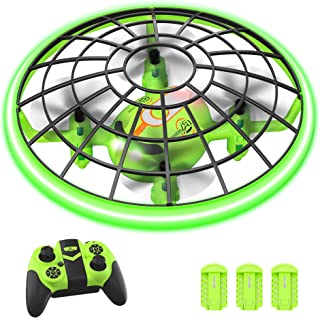 D DRONRCBRO H1 Mini Drone,Drone for Kids with LED Light,RC Drone with 3D Flips and Headless Mode,Quadcopter with Altitude Hold,Propellers Full Protect,3 Batteries,Gift for Boys Girls and Beginner