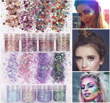 Yitla 8 Color face Glitter Cosmetic Glitter, for Body, Cheeks and Hair, Festival and Party Beauty Makeup - Includes Long Lasting Fix Gel and Brush