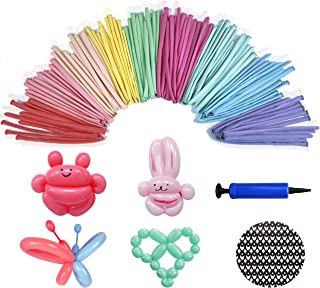 260Q Modelling Long Balloons for Animal  with Pump, Magic Latex Twisting Balloons Pastel Color for Kids Party Birthday Wedding Clown Decoration Assorted 100Pcs