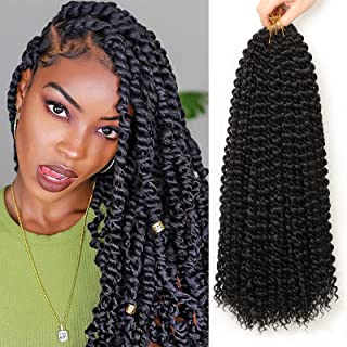 Passion Twist Hair, 6 Packs 18Inch Water Wave Crochet Hair Extensions for Long Bohemian Braiding Hair Extension YDDM Synthetic Passion Twist Crochet Hair(1B#, 6Packs-Economy Pack)