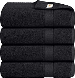 Bath Towels, Pack of 4, Egyptian Cotton Towel Set, 80 X 140 cm Highly Absorbent 500gsm (Black)