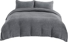 Bedsure Fleece Duvet Cover Double - Teddy Fleece Bedding 3 pcs with Zipper Closure, Dark Grey, 200x200cm