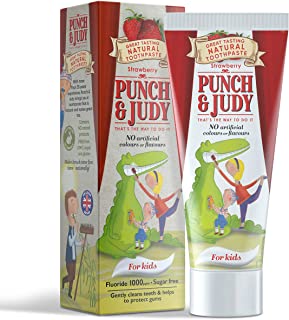 Punch & Judy - Natural Toothpaste for Kids, Strawberry Flavour Toothpaste for Children, Fluoride 1000 ppm, Sugar Free, 50ml