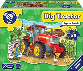 Orchard Toys Big Tractor Jigsaw Puzzle, 25-Piece Farm Themed Shaped Puzzle For Ages 3-6, Includes Poster, Perfect Party Gift