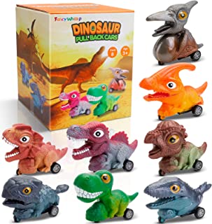 Dinosaur Pull Back Cars Toys - 8 Pack Dinosaurs Toys for Boys Kids Toddlers Children Girls Baby Aged 1 2 3 4 5 6 Years Old and Up, Cuddly Dino Car Set Pullback Vehicles Gifts for Birthday Christmas