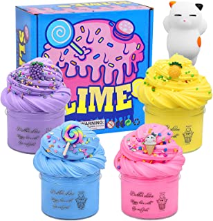 Fluffy Butter Slime Scented Cloud Slime Kit, Super Soft and Non-Sticky, 4 Packs Stress Relief Putty Slime Party Toys for Girls Boys Adults, Kids Art Craft 100ml