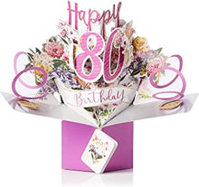 Second Nature Pop Up - 80th Birthday Flowers Greeting Card - POP196