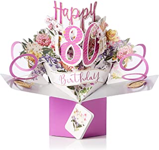 Second Nature Pop Up - 80th Birthday Flowers Greeting Card - POP196