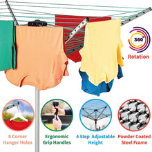 Home Treats Rotary Airer Clothes Line With 4 Arms For Drying Washing Outdoors Folding Washing Line With Free Ground Spike and Cover (40m)