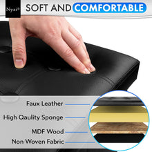 Nyxi Faux Leather 76  38  38cm Black Ottoman Foldable Storage Boxes Seat Foot Stool Storage Box with Lids for Kids Toys, Bedroom, Hallway, Living Room