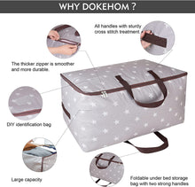 DOKEHOM 105L Large Underbed Clothes Storage Bag with Zip, Moisture proof (Grey)