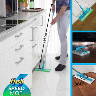 Flash Speedmop Starter Kit, Mop + 12 Absorbing Refill Pads, Lemon