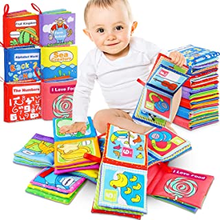 RenFox 6pcs Baby Soft Books, Cloth Books for Toddlers, Non-Toxic Soft Activity Crinkle Books, Baby Bath Books, Early Learning Baby Fabric Book, Gift Toy for Newborns Infants Boys Girls, Quiet Book