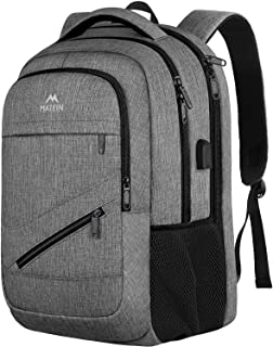 MATEIN Laptop Backpack, 17 Inch College Backpack for High School, Large Travel Backpack Water Resistant Laptop Bag Business Work with USB Charger Port, Anti Theft TSA Rucksack for Men Women, Grey