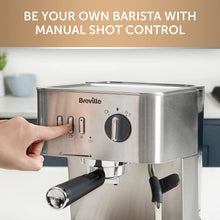 Breville Bijou Espresso Machine  Automatic and Manual Espresso, Cappuccino & Latte Maker  15 Bar Pump  Steam Wand  Silver [VCF149]