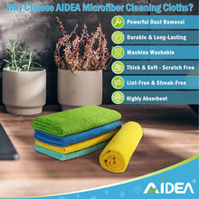 AIDEA Microfibre Cloth Pack of 8, Multifunctional Reusable Cleaning Cloths, Lint Free Streak Free Washable Cloth Duster for House, Kitchen, Car, Motorbike, Windows 30 x 30 cm