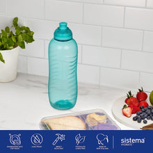 Sistema Twist 'n' Sip Squeeze Sports Water Bottles  Leakproof Water Bottles  460 ml  BPA-Free  Recyclable with TerraCycle  Blue  4 Count