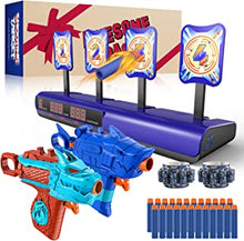 Inskoum Electric Target for Nerf Guns with 2 Foam Blaster Toy Guns, Scoring Auto Reset Digital Targets for Nerf Target Practice with 24 Refill Darts & 2 Dart Bands, Toy for Kids-Boys & Girls