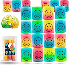 Silhani Mini Smiley Slinky Springs (24Pcs)-Rainbow Mini Slinky Toy Spring for Party Favours-Party Bag Fillers For Kids