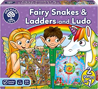 Orchard Toys 102621 Fairy Snakes and Ladders with Ludo Game, Multicoloured