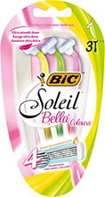 BIC Soleil Bella Colours 4-Blade Lady Razors - Pack of 3 - Spring Mounted Blades with Pivoting Head for Ultra Smooth Shave