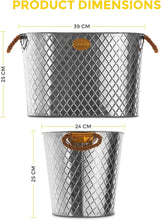 LIVIVO Galvanised Steel 24L Drinks Ice Cool Bucket Pail Diamond Embossed with Rope Handles - Ideal for Garden Parties, BBQs Cooling Bottles Tub, Cans of Beer or Soft Drinks Champagne Prosecco Whisky