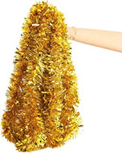 LOKIPA Gold Christmas Tinsel Garland,10M Xmas Metallic Chunky Tinsel Garland for Christmas Tree Decorations Supplies