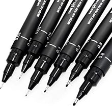 Uni Pin Fineliner Drawing Pen - Sketching Set - Black Ink - 0.03 to 0.8mm - Set of 6