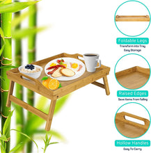 Mosii Bamboo Bed Tray Table With Handles & Foldable Legs, Multipurpose Lap Tray & Standing Desk For Breakfast In Bed, Sofa, Eating, Platters, Working, Serving, Drawing, Laptop Stand & Snack Tray