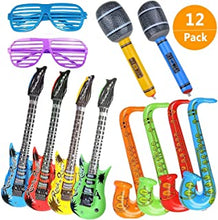 Jumbo Rock Star Inflatables Toys Set Photo Booth Props Guitar Saxophone Microphone Balloons Musical Instruments Party Supplies Party Favors Decorations Accessories Birthday Festival Carnival(12 PCS)