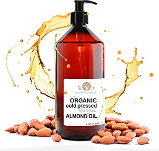 Organic Gold from Andalusia, Spain. Pure Cold Pressed Almond Oil. Baby Pregnancy Anti Stretch Marks Body, Hair, Face Oil. Sweet Almond Oil for Skincare - 1000 ml 35.19fl oz