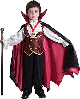 Gothic Vampire Costume Deluxe Set for Boys, Kids Halloween Party Favors, Dress Up,Role Play and Cosplay (Small, Red)