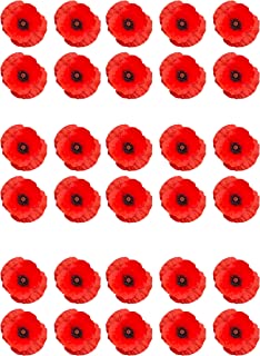 30 Red Poppy Remembrance Day Flower Edible Wafer Paper Cake Toppers Decorations